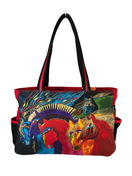 R Canvas Horse Zip Top Tote