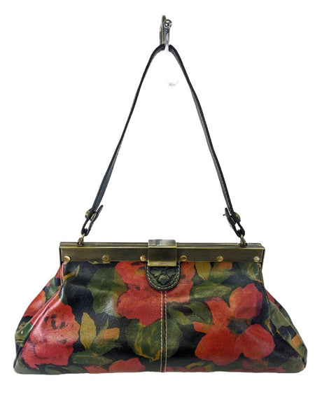 R floral print leather shoulder