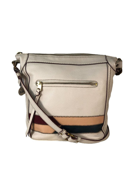 R Leather zip top crossbody