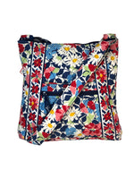 R Quilted floral zip top crossbody