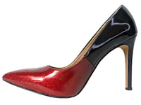R Red Glittery Pointed Toe Heel