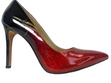 R Red Glittery Pointed Toe Heel