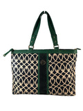 R Print cloth zip top tote