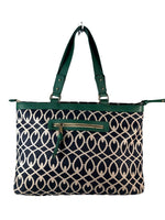 R Print cloth zip top tote