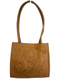 R Tooled Leather Shoulder Bag