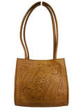 R Tooled Leather Shoulder Bag