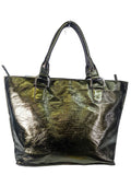 R Metallic Simulated Leather Shoulder bag