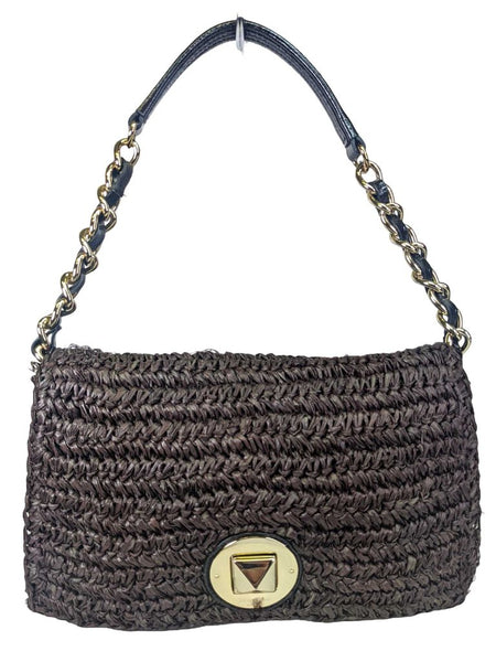 R Straw Woven Clutch