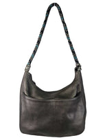 R Metallic Pebbled Leather Shoulder Bag