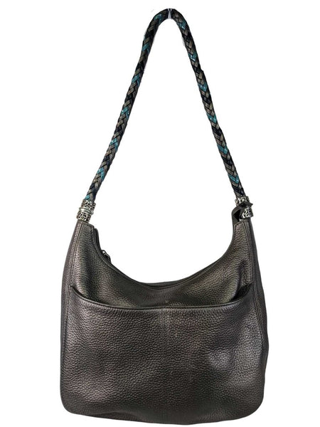 R Metallic Pebbled Leather Shoulder Bag