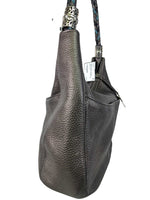 R Metallic Pebbled Leather Shoulder Bag