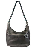 R Metallic Pebbled Leather Shoulder Bag