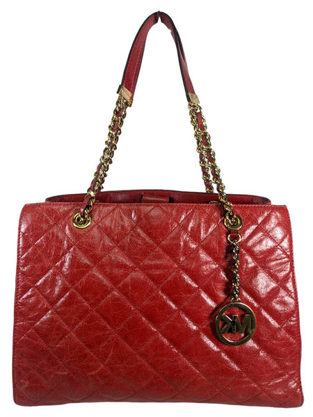 R Quilted Leather Charm Bag