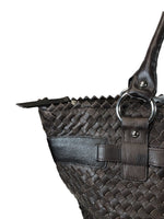 R Woven leather zip top handbag