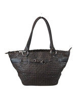 R Woven leather zip top handbag