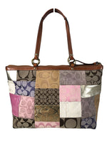 R Patchwork zip top handbag