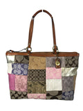 R Patchwork zip top handbag