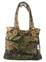 R camo studded canvas vegan leather shoulder