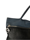 R 2-tone leather zip handbag