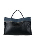 R 2-tone leather zip handbag