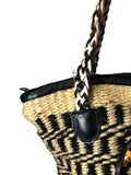 R Woven/leather handbag