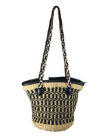 R Woven/leather handbag