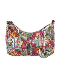 R Quilted floral zip top handbag