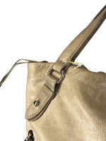 R Leather foldover handbag