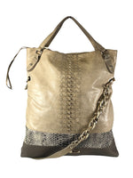 R Leather foldover handbag