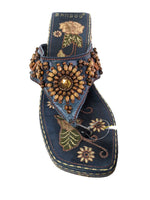 R embroidered embellished wedge