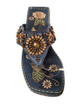 R embroidered embellished wedge