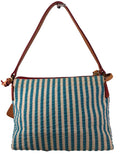 R striped canvas handbag