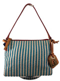 R striped canvas handbag