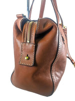 R Pebbled Leather Satchel w/Strap