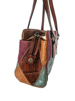 R Tooled w/Mixed Fabric Baguette Bag