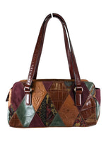 R Tooled w/Mixed Fabric Baguette Bag