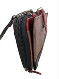 R Genuine Leather Colorblock Crossbody