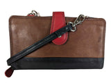 R Genuine Leather Colorblock Crossbody