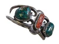 R cast sterling turquoise coral cuff bracelet
