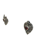 R sterling garnet heart earrings