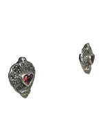 R sterling garnet heart earrings