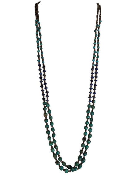 R double strand turquoise lapis heishi necklace