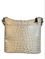 R embossed leather crossbody