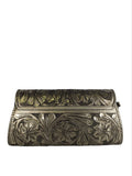 R Tooled Leather Baguette Bag