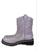 R Leather Embroidered Boot