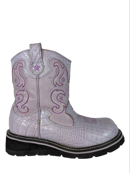 R Leather Embroidered Boot