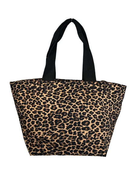 R Nylon animal print zip top handbag