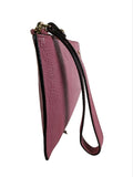 R Pebbled Leather Clutch