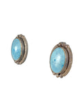 Sterling oval stone post earrings