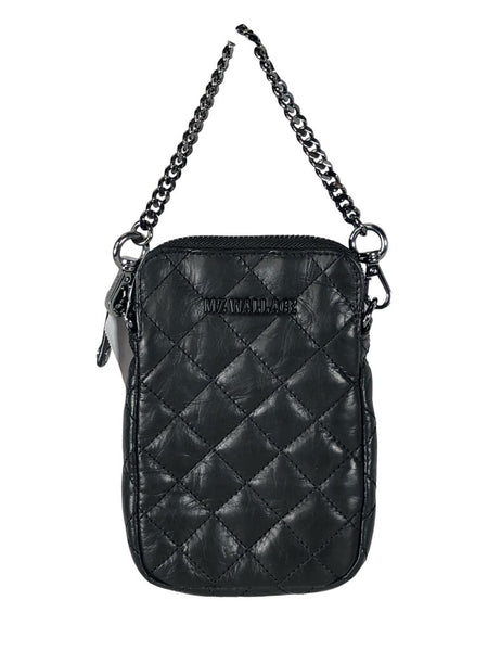 R Quilted Leather Wristlet